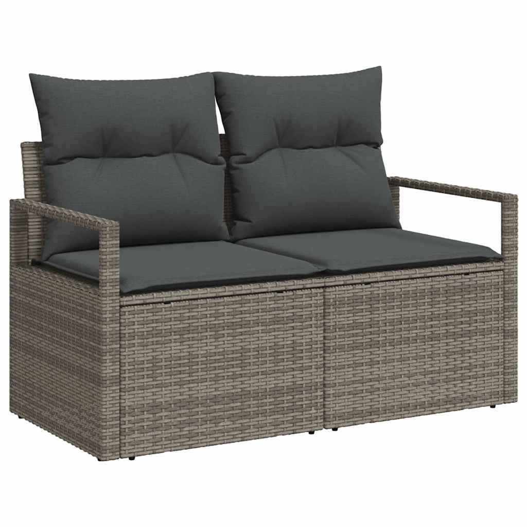 Garden Sofa with Cushion Grey 120 x 62 x 69cm Poly Rattan