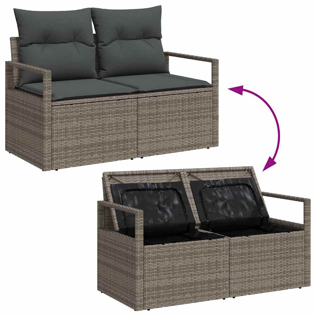 Garden Sofa with Cushion Grey 120 x 62 x 69cm Poly Rattan