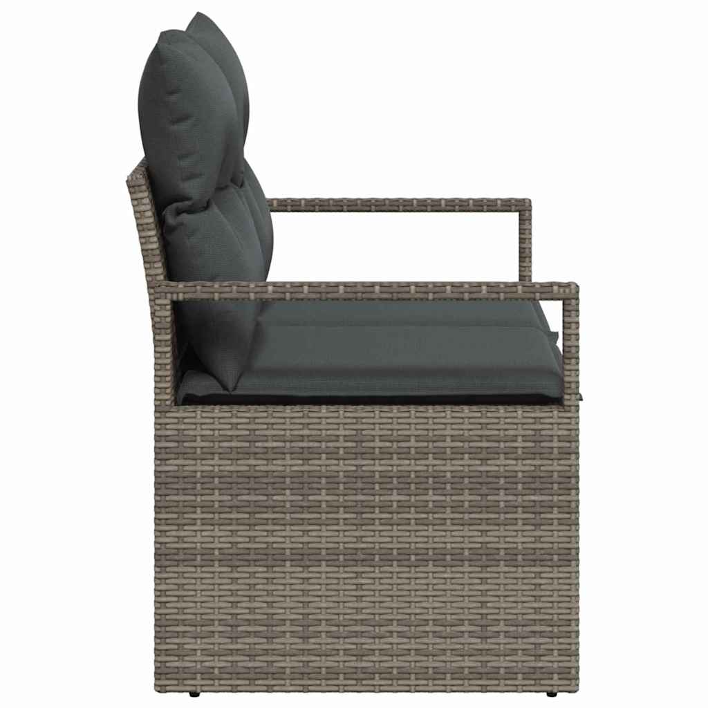 Garden Sofa with Cushion Grey 120 x 62 x 69cm Poly Rattan