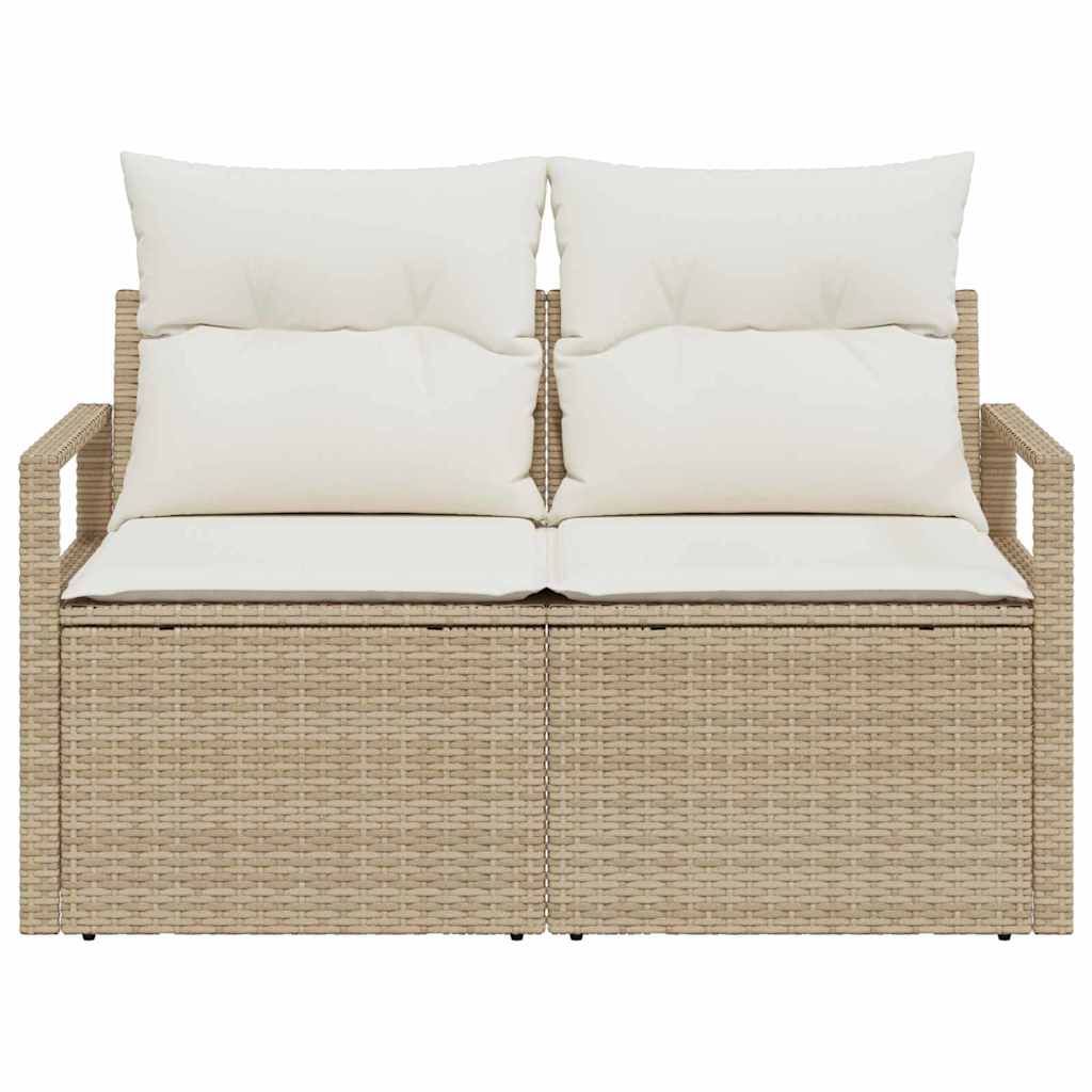 Garden Sofa with Cushion Beige 120 x 62 x 69cm Poly Rattan