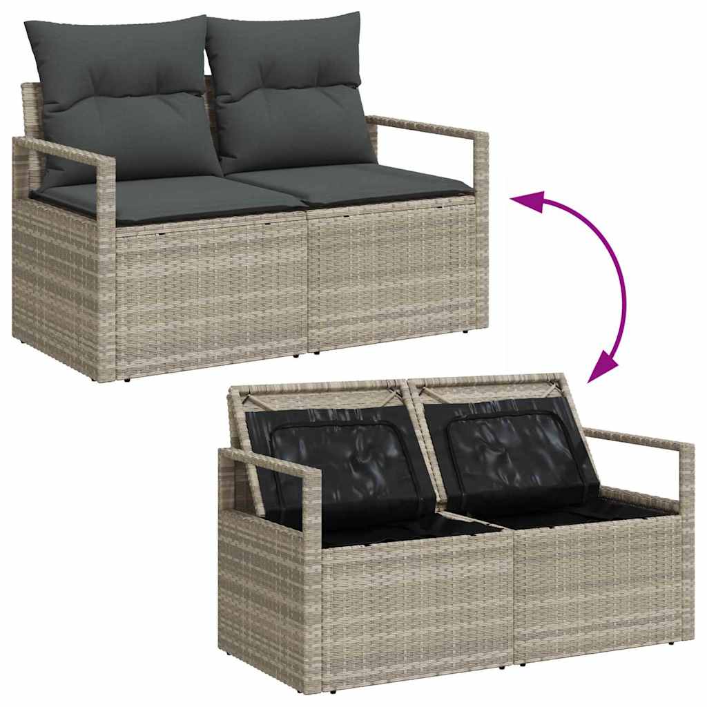 Garden Sofa with Cushion Grey 120 x 62 x 69cm Poly Rattan