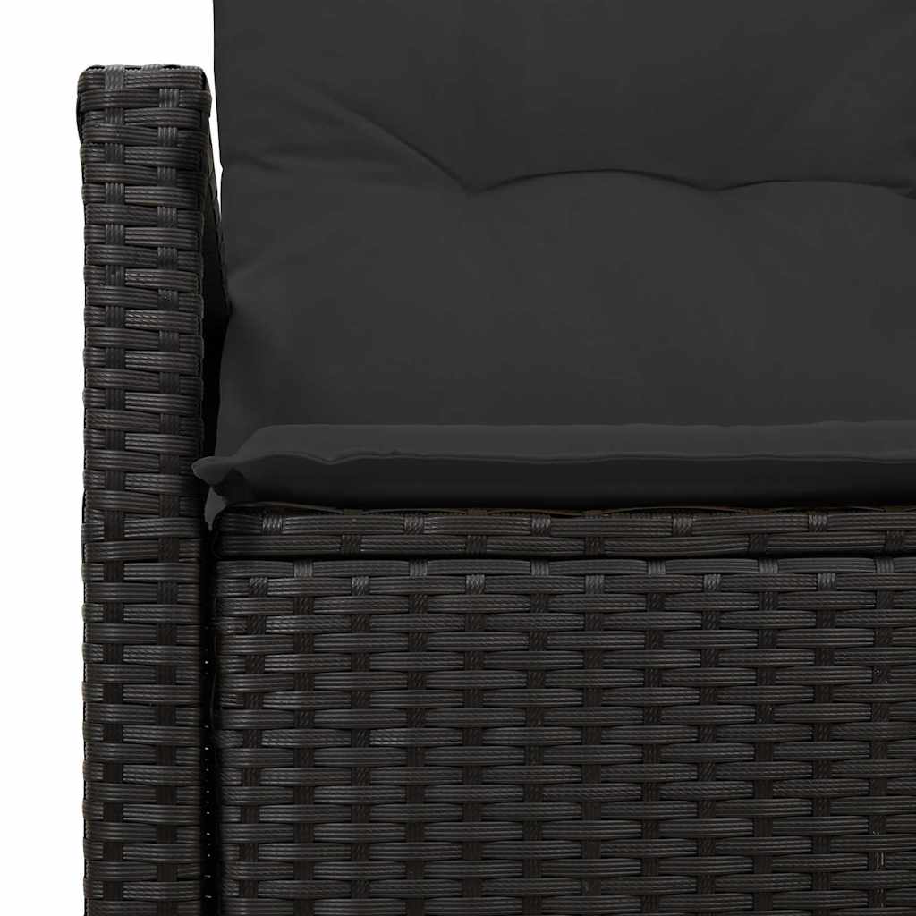 Garden Sofa with Cushion Black 120 x 62 x 69cm Poly Rattan