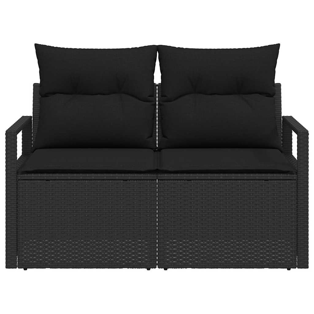 Garden Sofa with Cushion Black 120 x 62 x 69cm Poly Rattan