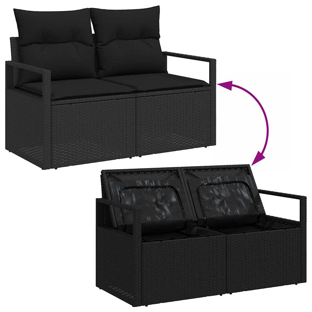 Garden Sofa with Cushion Black 120 x 62 x 69cm Poly Rattan