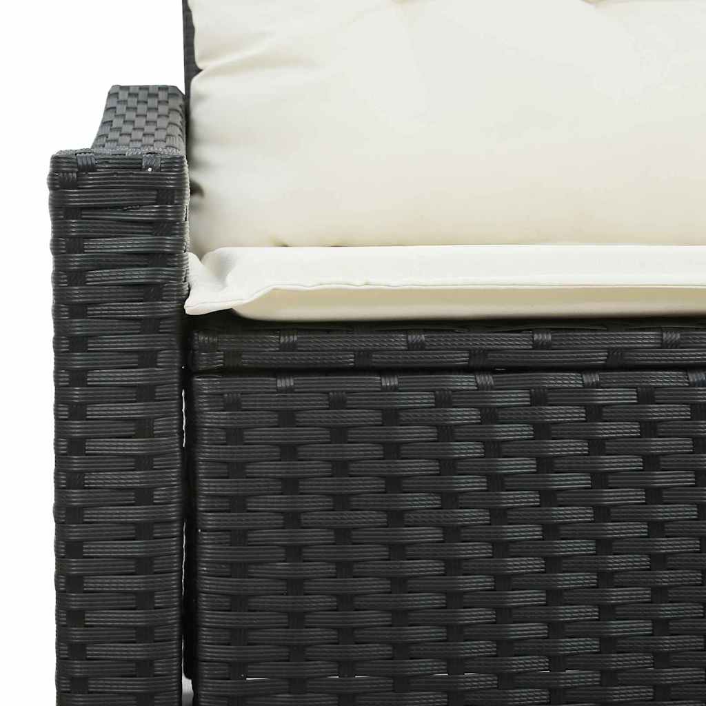 Garden Sofa with Cushion Black 123 x 62 x 69cm Poly Rattan