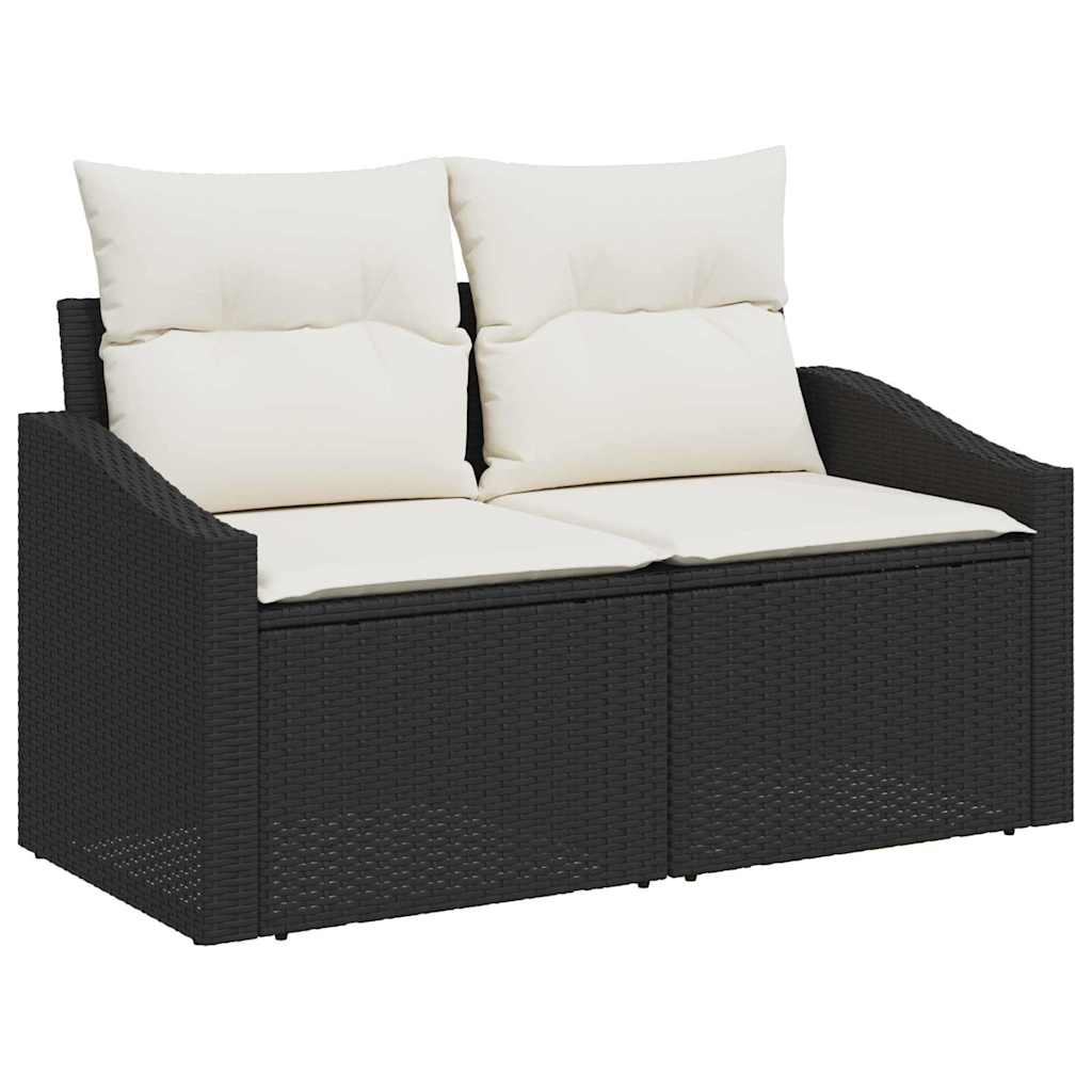 Garden Sofa with Cushion Black 123 x 62 x 69cm Poly Rattan