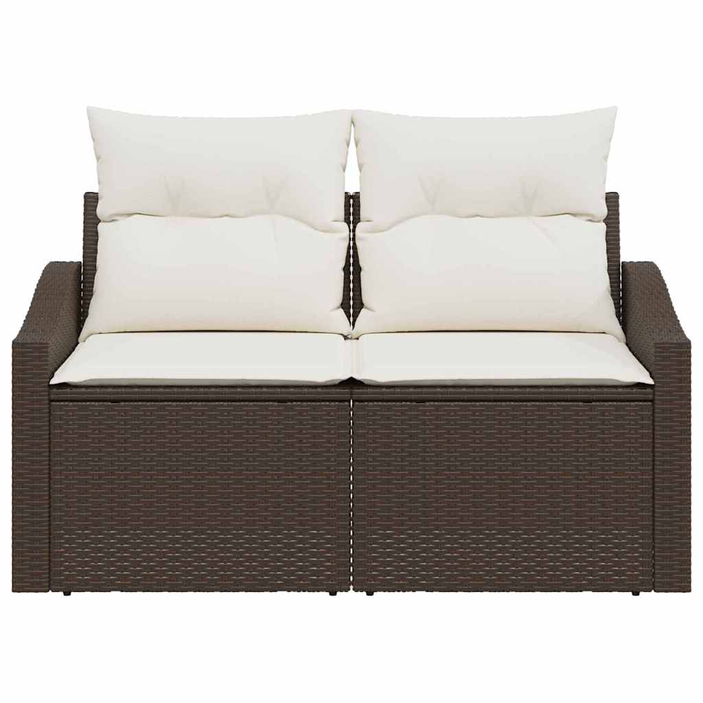 Garden Sofa with Cushion Brown 123 x 62 x 69cm Poly Rattan