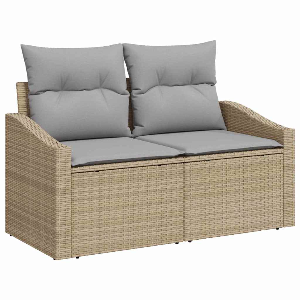 Garden Sofa with Cushion Beige 123 x 62 x 69cm Poly Rattan