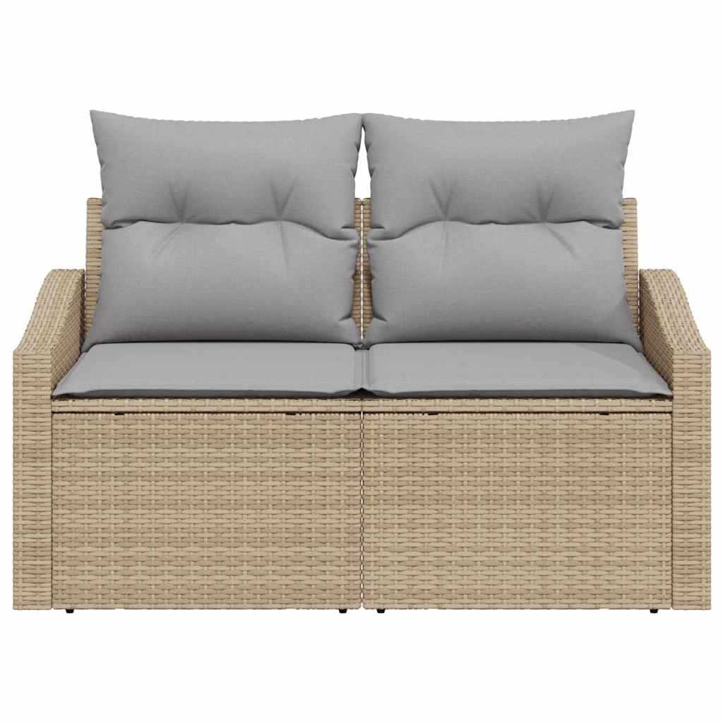 Garden Sofa with Cushion Beige 123 x 62 x 69cm Poly Rattan