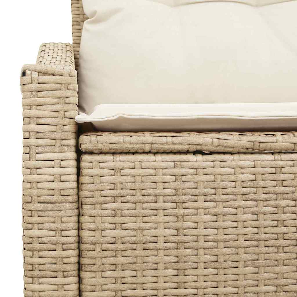 Garden Sofa with Cushion Beige 123 x 62 x 69cm Poly Rattan