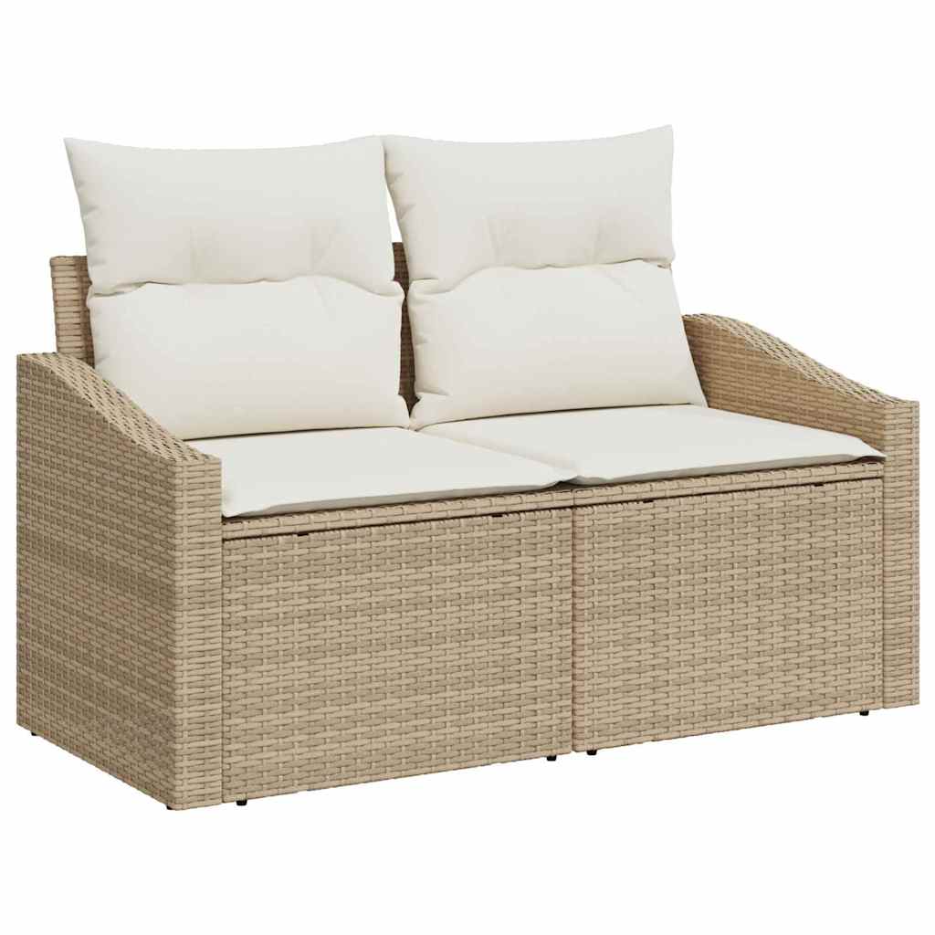 Garden Sofa with Cushion Beige 123 x 62 x 69cm Poly Rattan