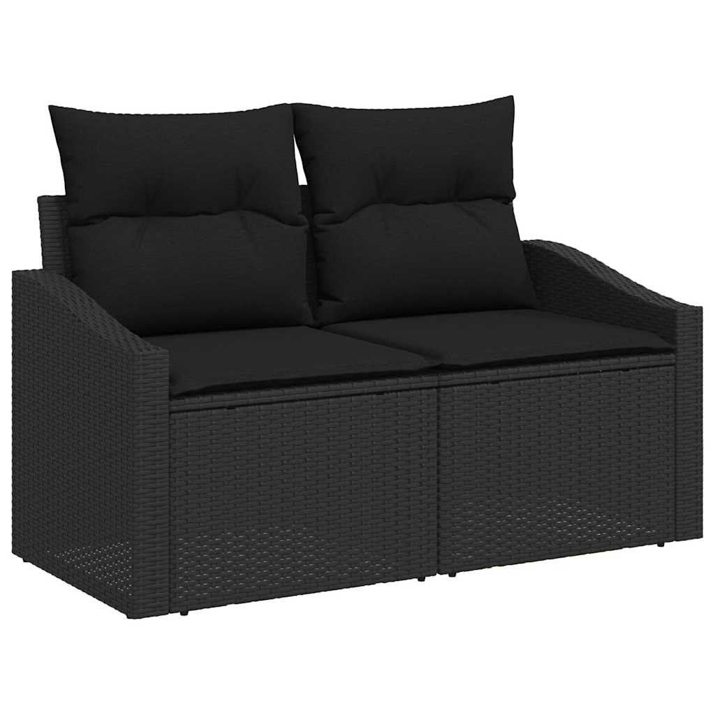 Garden Sofa with Cushion Black 123 x 62 x 69cm Poly Rattan