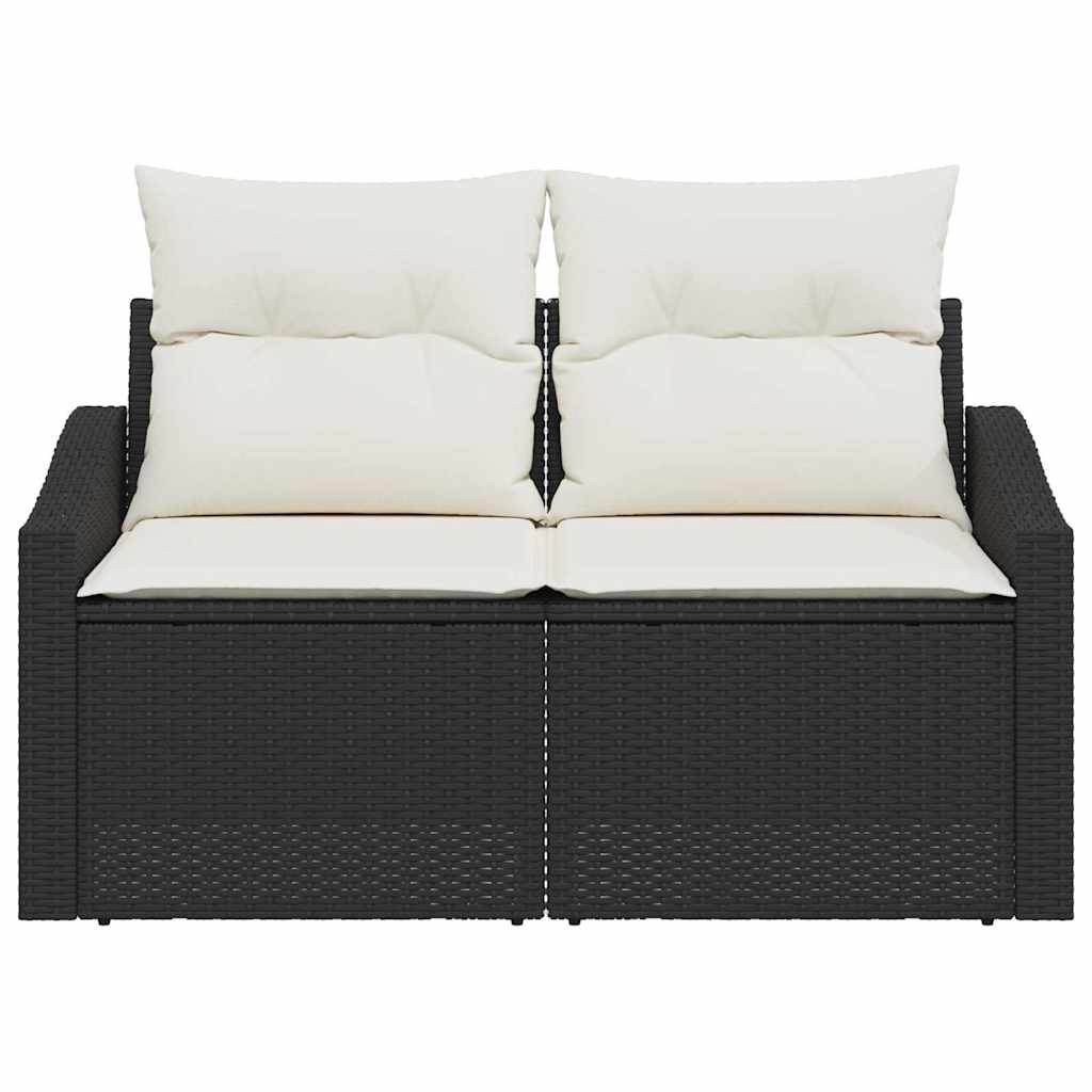 Garden Sofa with Cushion Black 123 x 62 x 69cm Poly Rattan