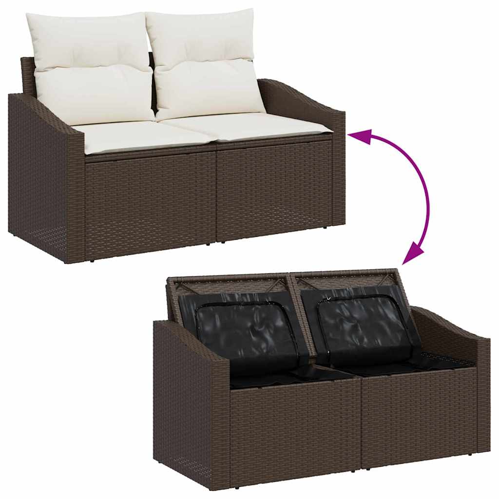 Garden Sofa with Cushion Brown 123 x 62 x 69cm Poly Rattan