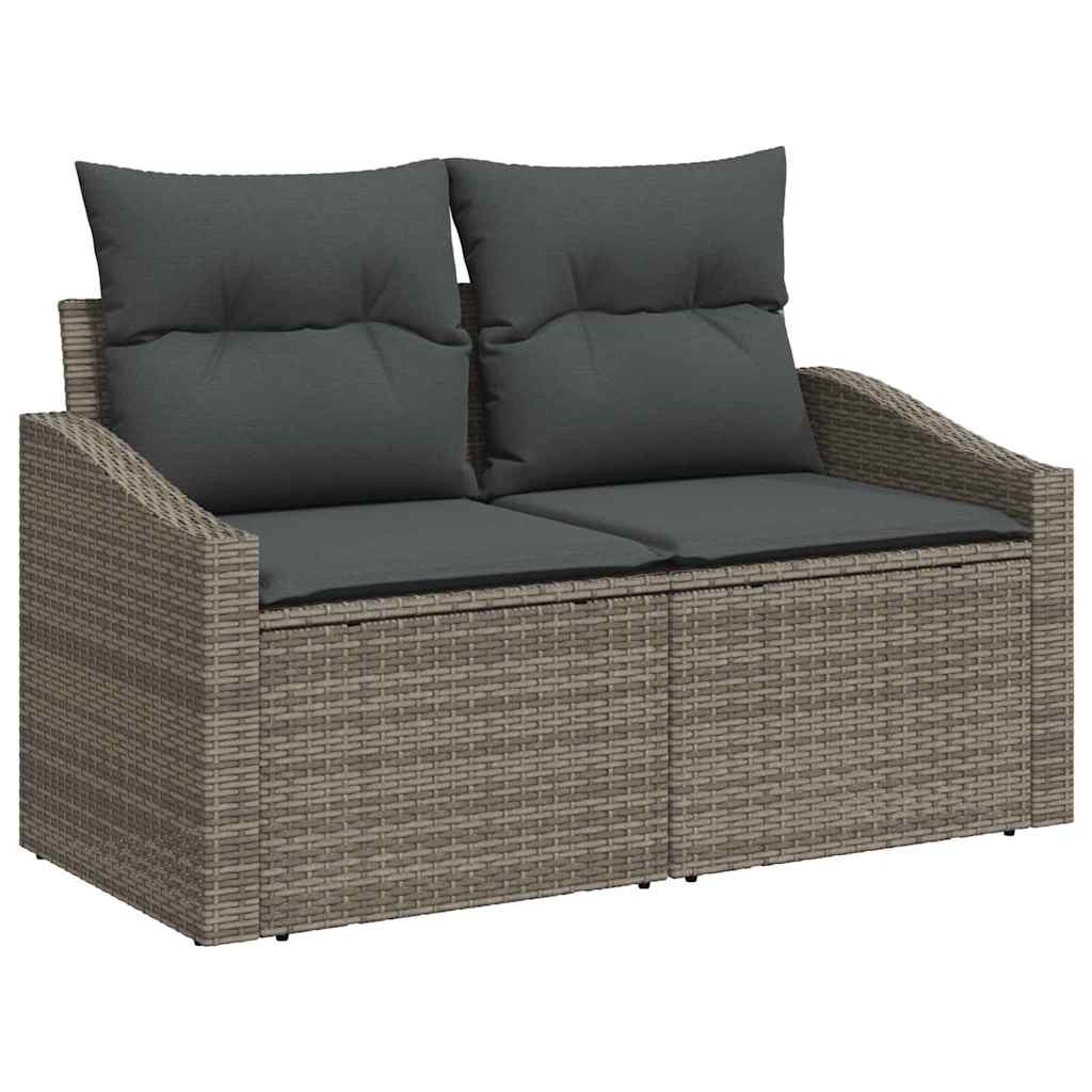 Garden Sofa with Cushion Grey 123 x 62 x 69cm Poly Rattan