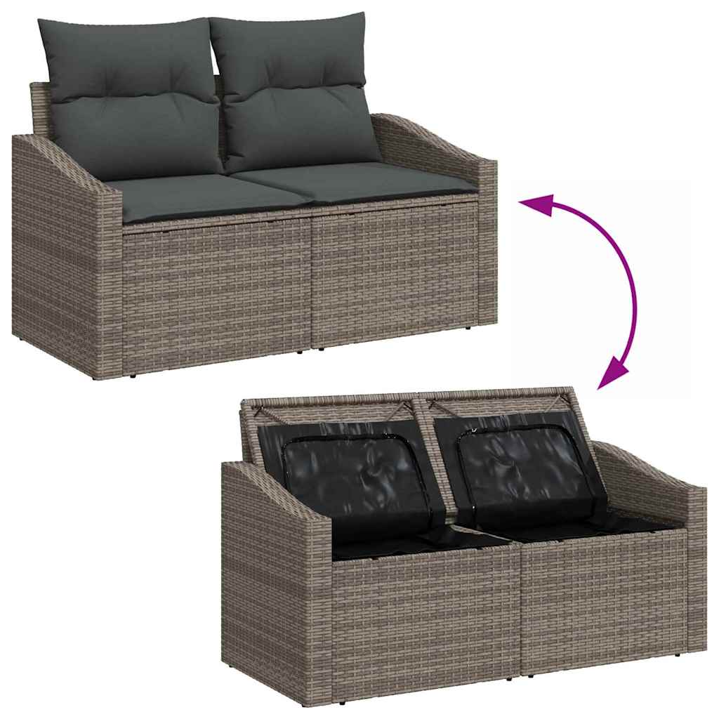 Garden Sofa with Cushion Grey 123 x 62 x 69cm Poly Rattan
