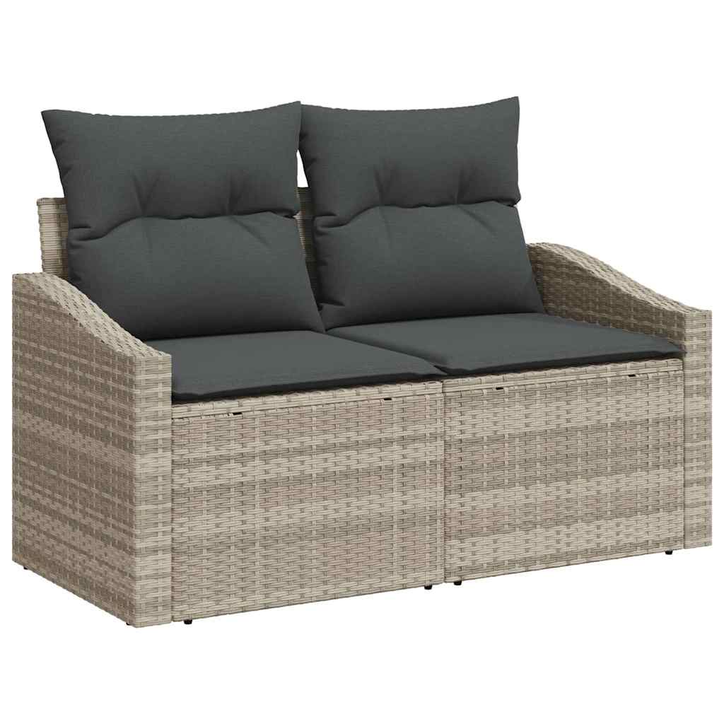 Garden Sofa with Cushion Grey 123 x 62 x 69cm Poly Rattan