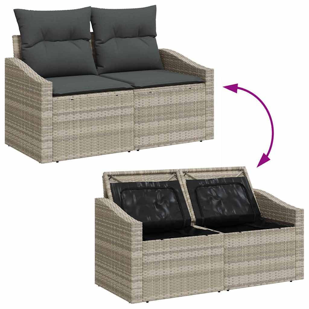 Garden Sofa with Cushion Grey 123 x 62 x 69cm Poly Rattan