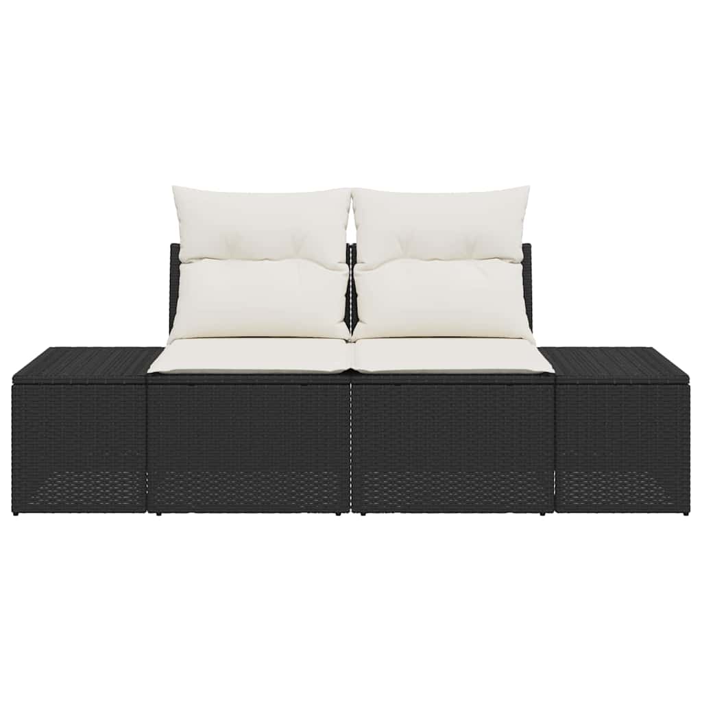 Garden Sofa with Cushion Black 123 x 62 x 69cm Poly Rattan