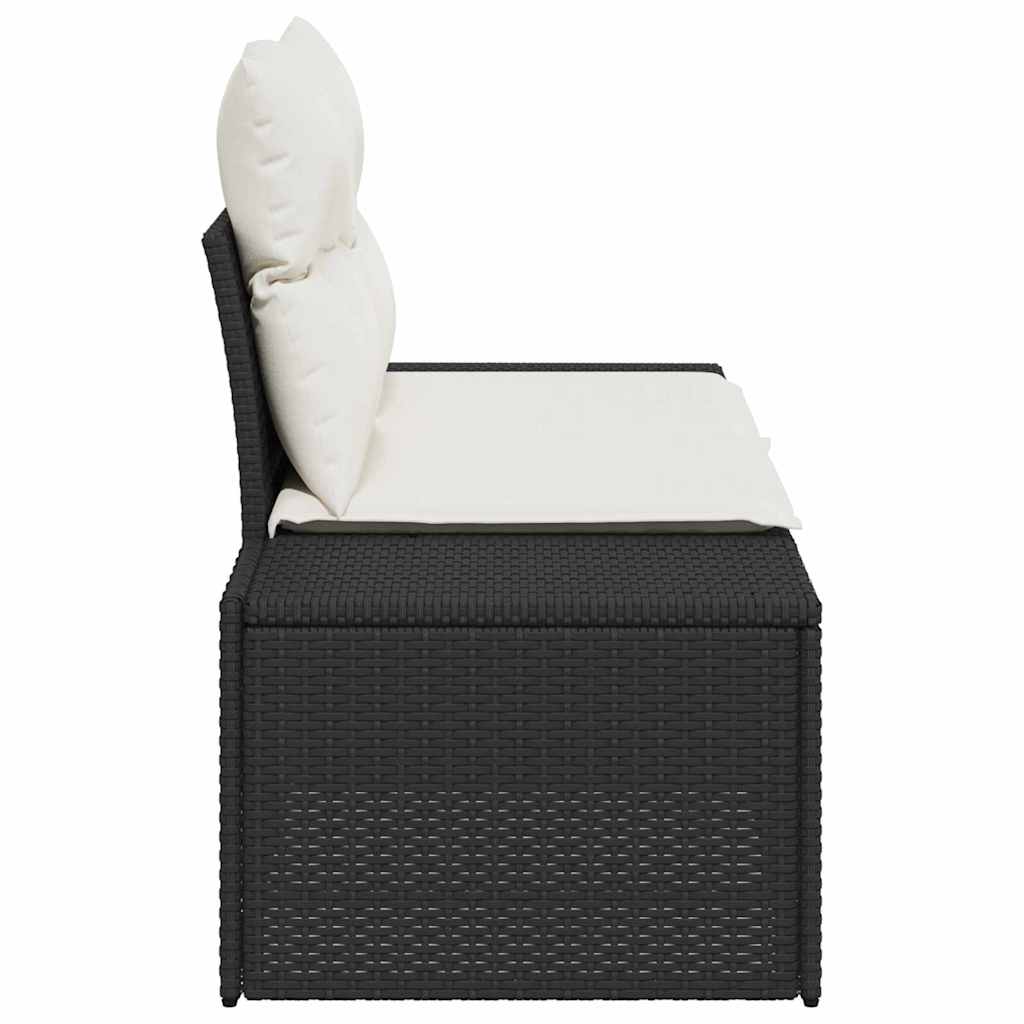 Garden Sofa with Cushion Black 123 x 62 x 69cm Poly Rattan