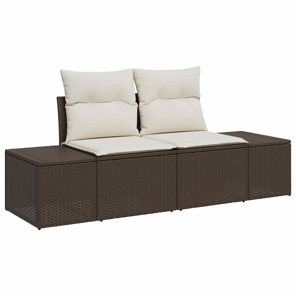 Garden Sofa with Cushion Brown 123 x 62 x 69cm Poly Rattan