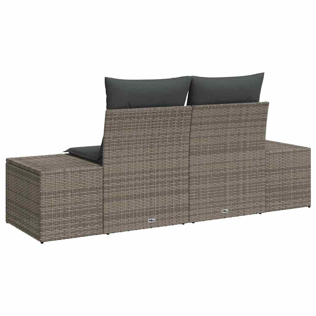 Garden Sofa with Cushion Grey 123 x 62 x 69cm Poly Rattan