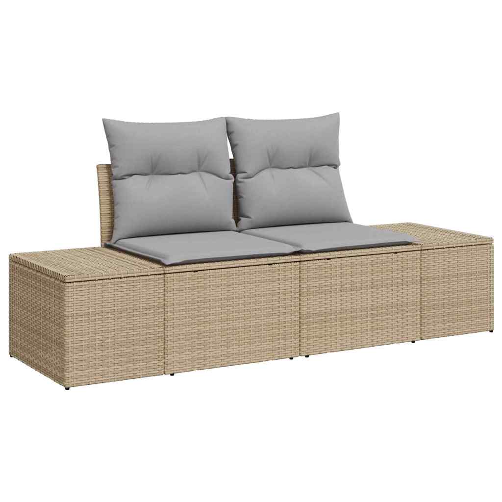 Garden Sofa with Cushion Beige 123 x 62 x 69cm Poly Rattan