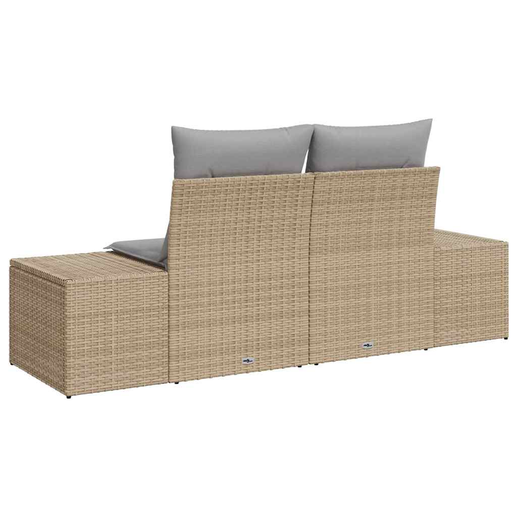 Garden Sofa with Cushion Beige 123 x 62 x 69cm Poly Rattan