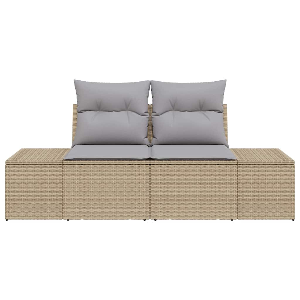 Garden Sofa with Cushion Beige 123 x 62 x 69cm Poly Rattan