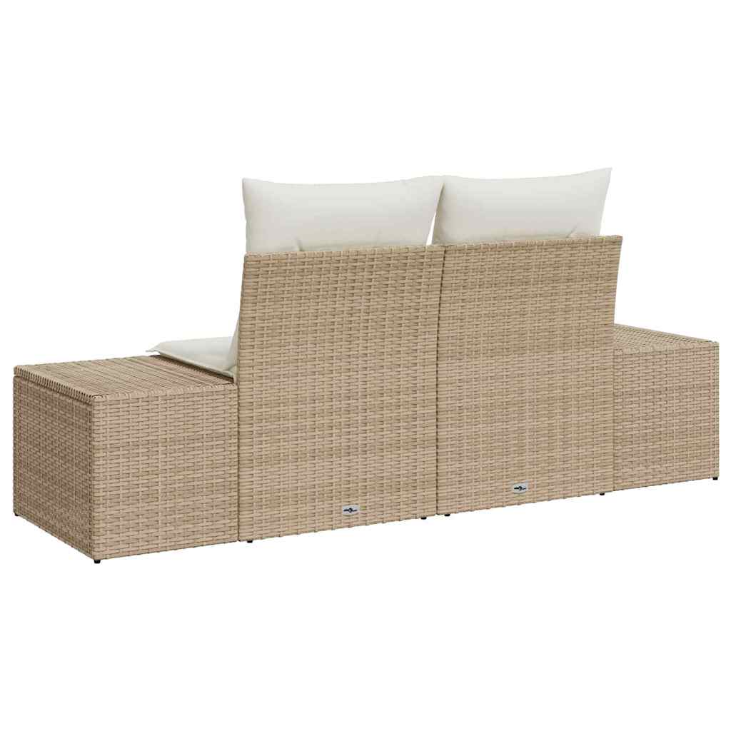 Garden Sofa with Cushion Beige 123 x 62 x 69cm Poly Rattan