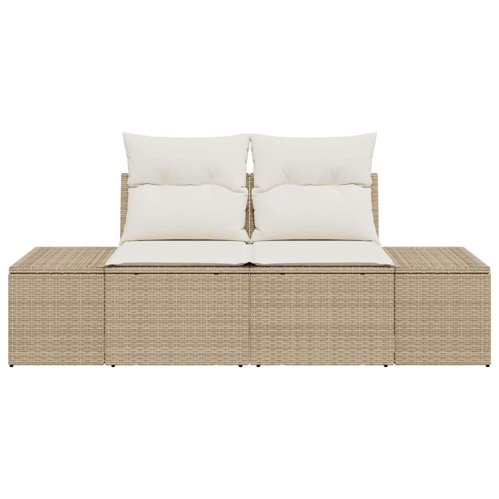 Garden Sofa with Cushion Beige 123 x 62 x 69cm Poly Rattan