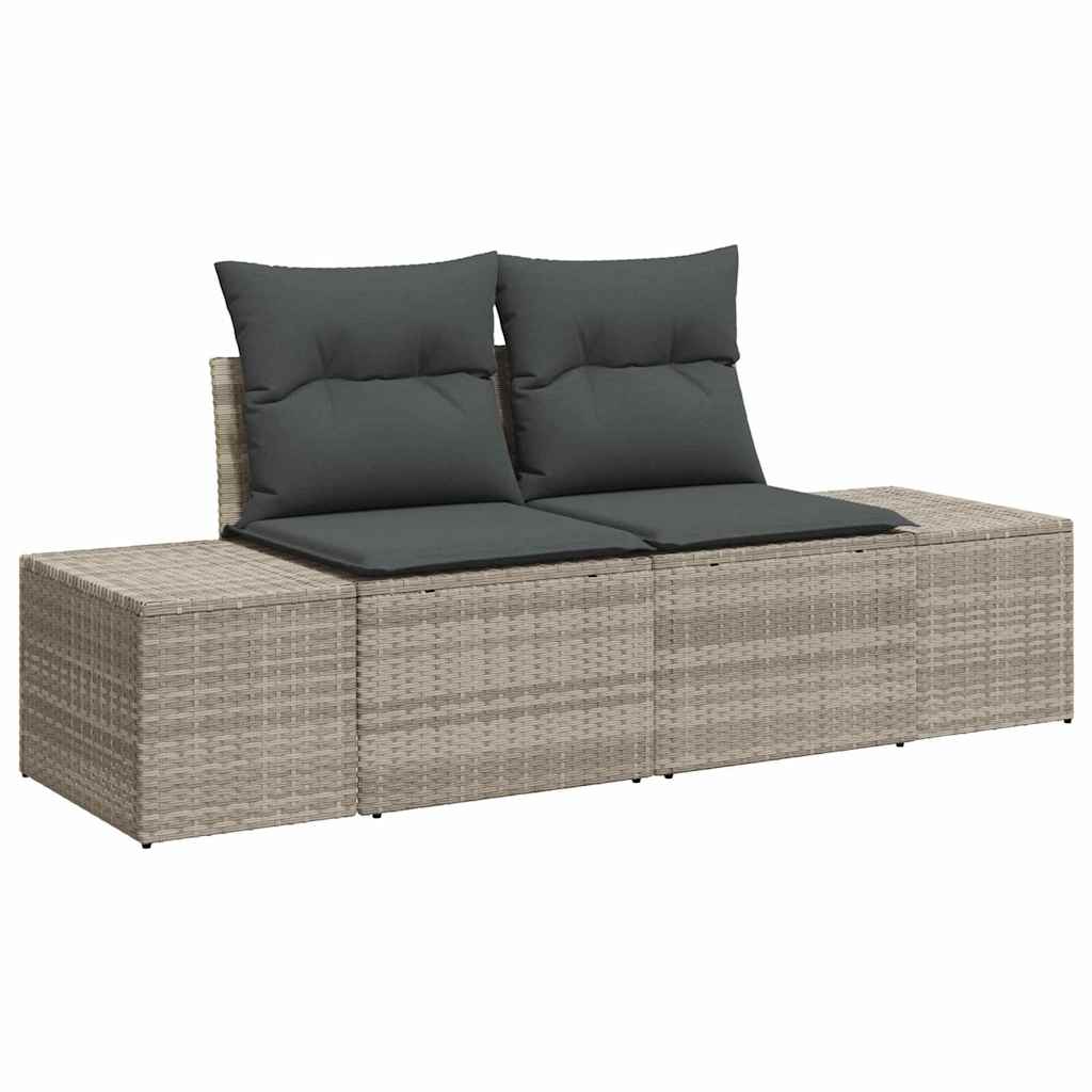 Garden Sofa with Cushion Grey 123 x 62 x 69cm Poly Rattan