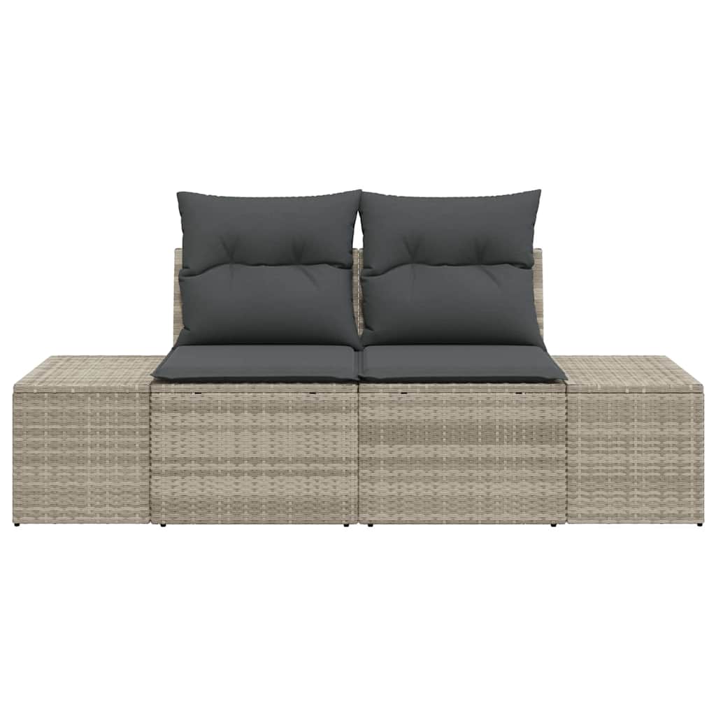 Garden Sofa with Cushion Grey 123 x 62 x 69cm Poly Rattan