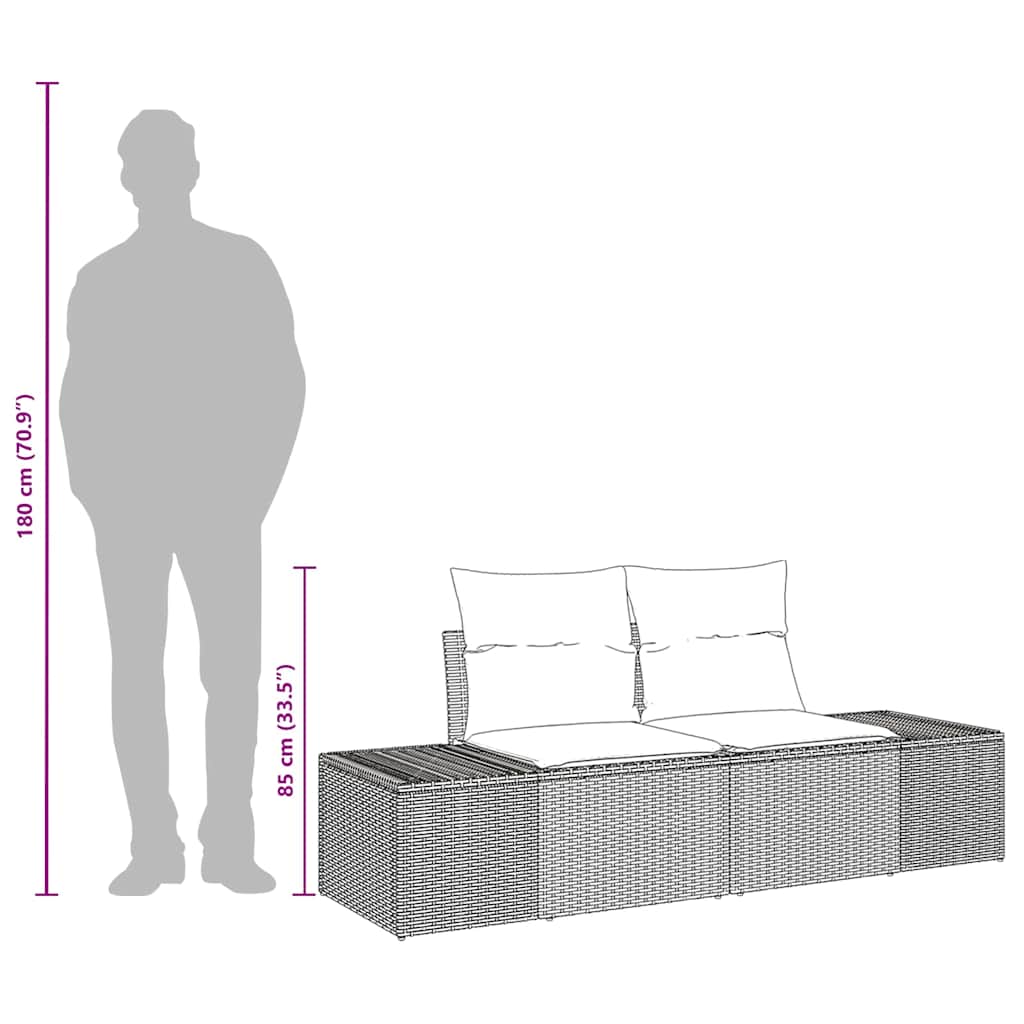 Garden Sofa with Cushion Grey 123 x 62 x 69cm Poly Rattan