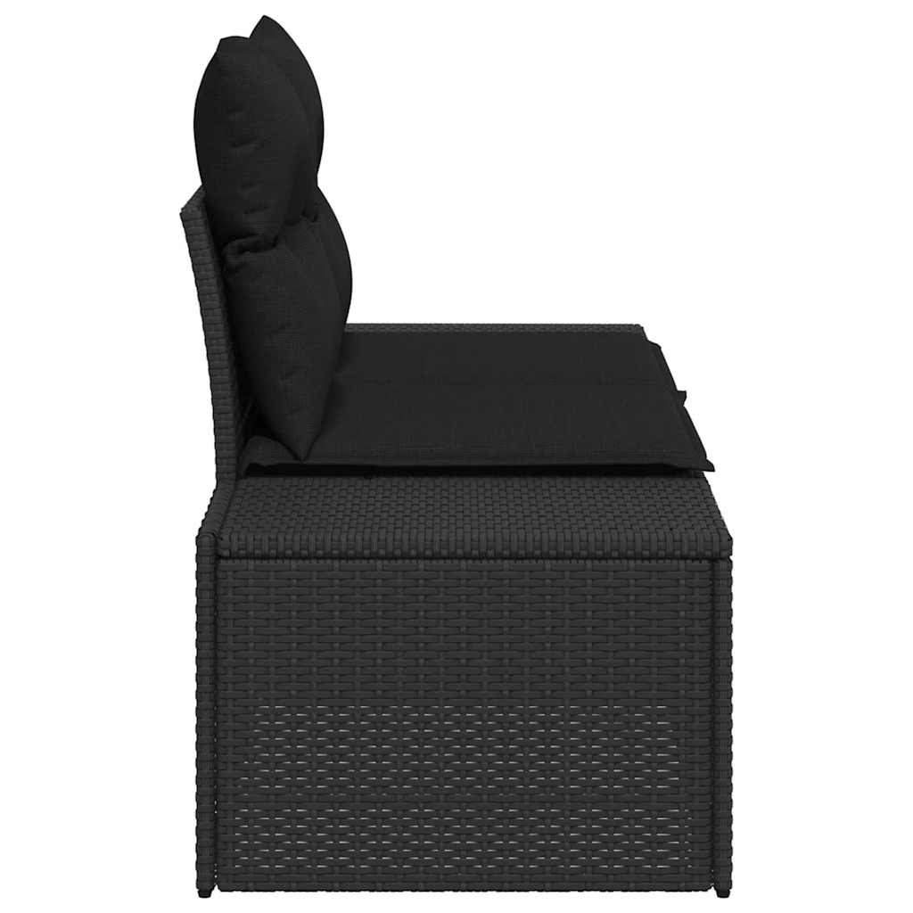 Garden Sofa with Cushion Black 123 x 62 x 69cm Poly Rattan