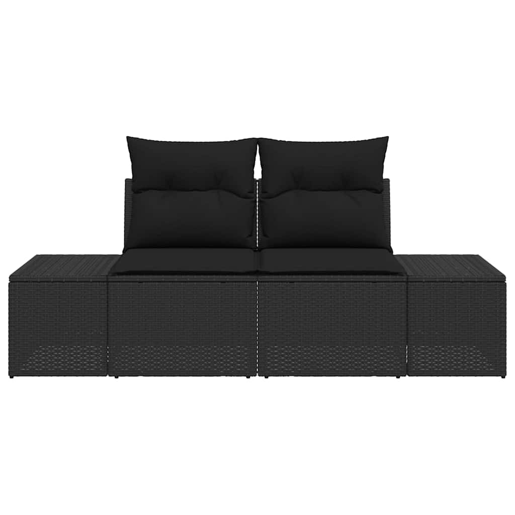 Garden Sofa with Cushion Black 123 x 62 x 69cm Poly Rattan