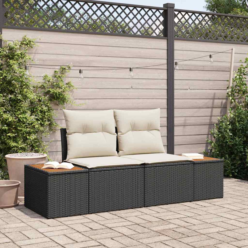 Garden Sofa Black 184 x 62 x 85cm Poly Rattan