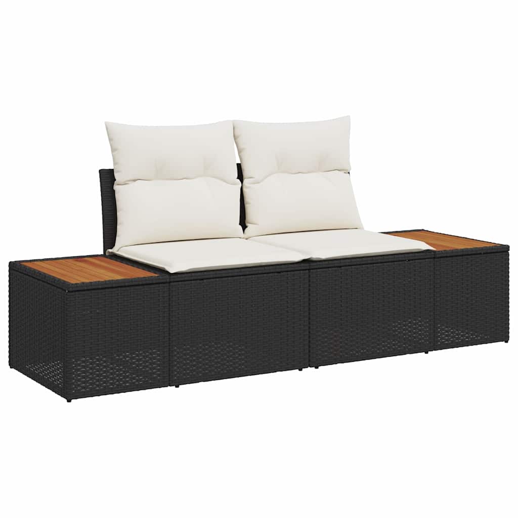 Garden Sofa Black 184 x 62 x 85cm Poly Rattan