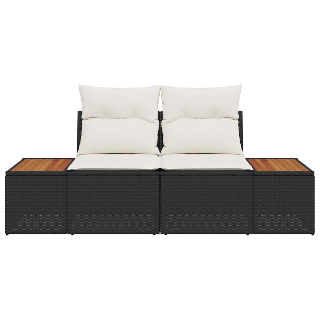Garden Sofa Black 184 x 62 x 85cm Poly Rattan