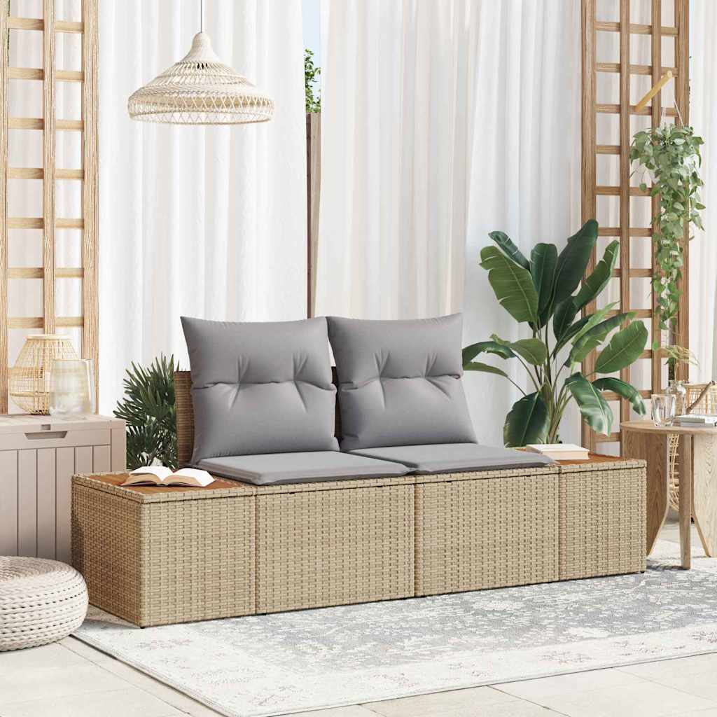 Garden Sofa Beige 184 x 62 x 85cm Poly Rattan