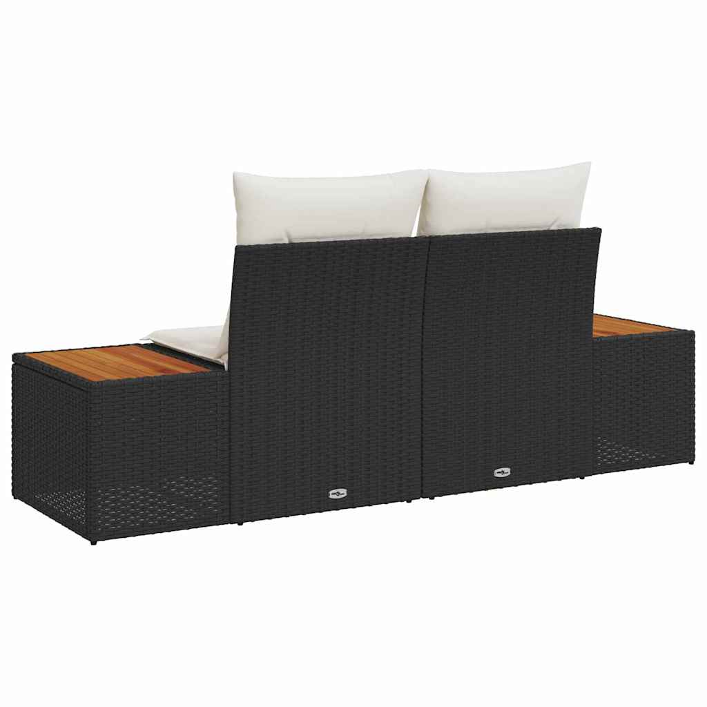 Garden Sofa Black 184 x 62 x 85cm Poly Rattan