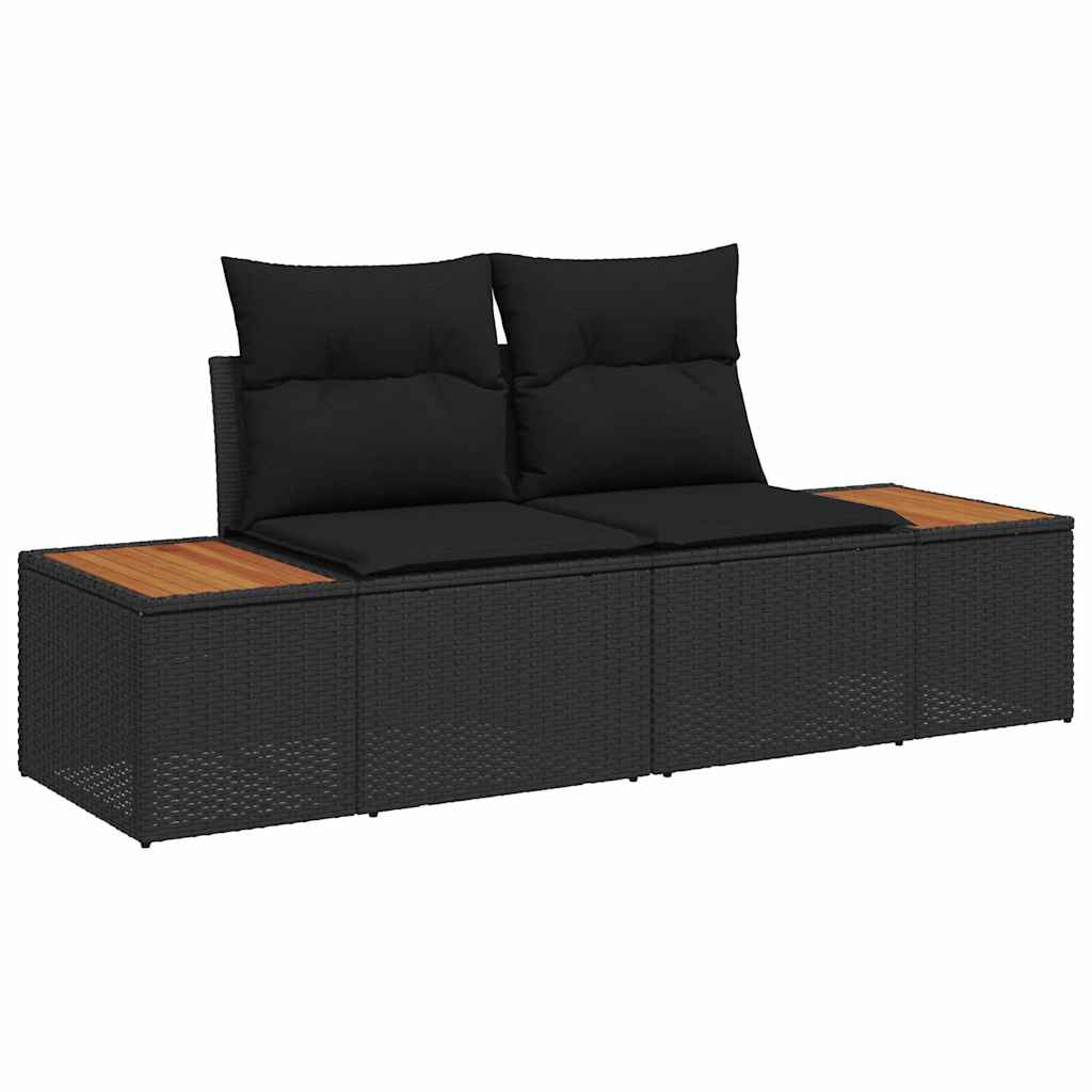 Garden Sofa Black 184 x 62 x 85cm Poly Rattan