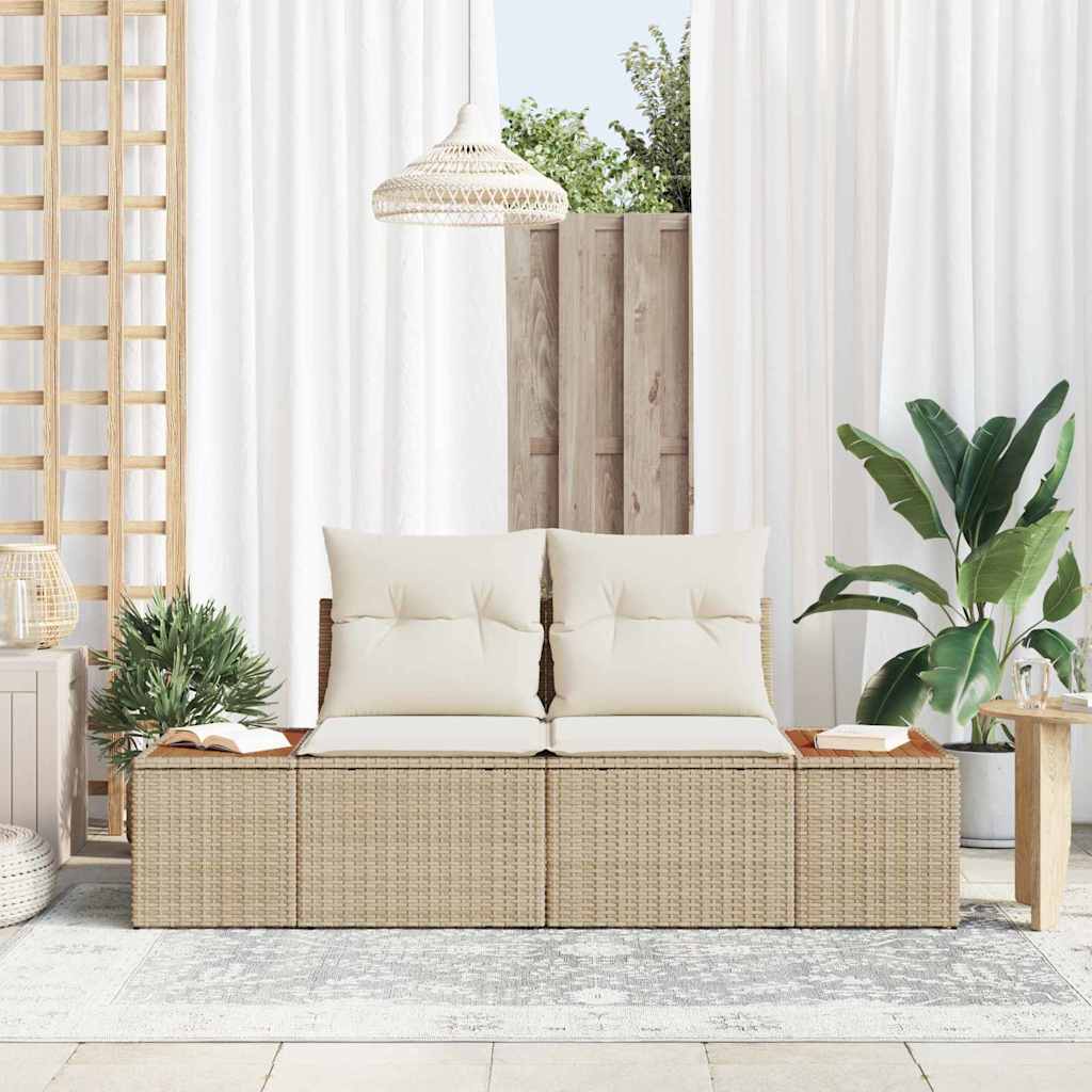 Garden Sofa Beige 184 x 62 x 85cm Poly Rattan