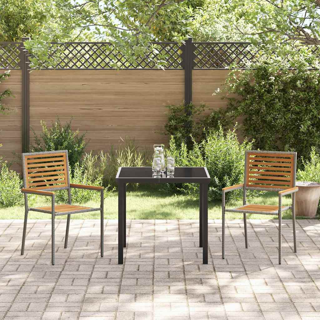 Garden Stacking Chairs 2 pcs Brown and Grey