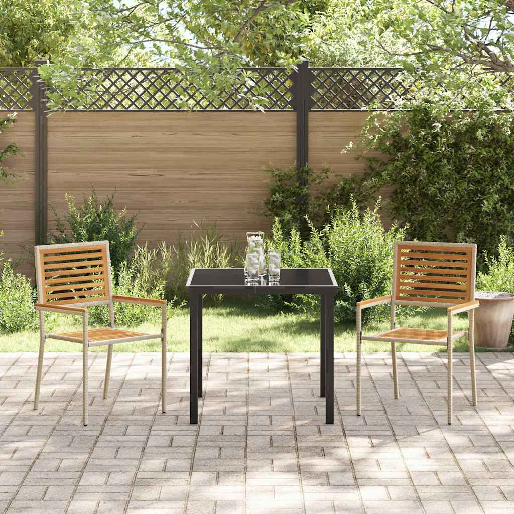 Garden Stacking Chairs 2 pcs Brown and Beige