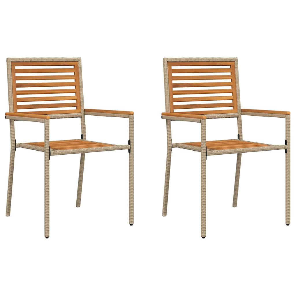 Garden Stacking Chairs 2 pcs Brown and Beige