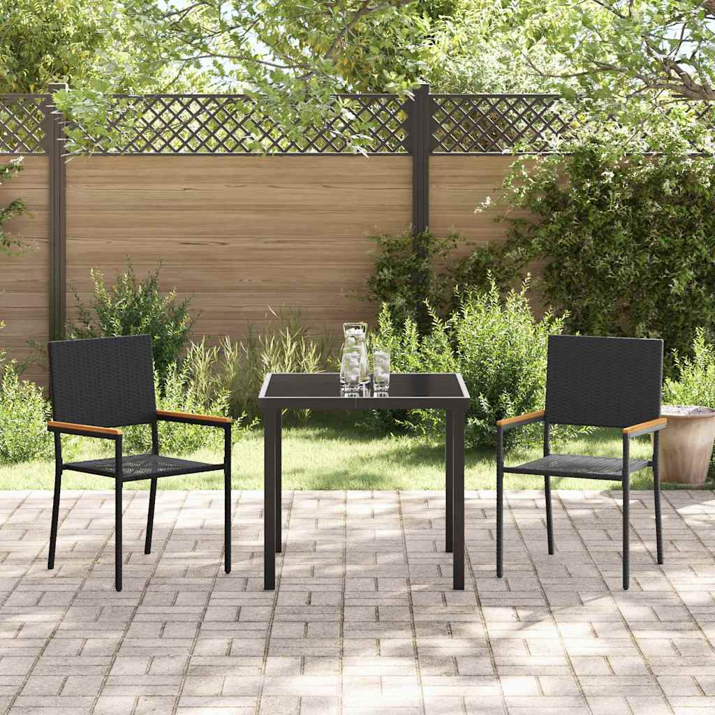 Garden Stacking Chairs 2 pcs Black and Brown