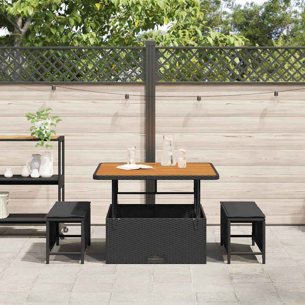 Garden Dining Set Black Poly rattan