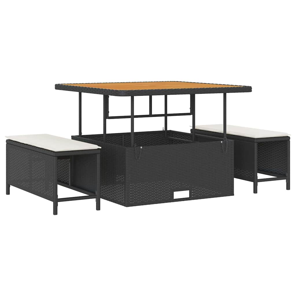 Garden Dining Set Black Poly rattan