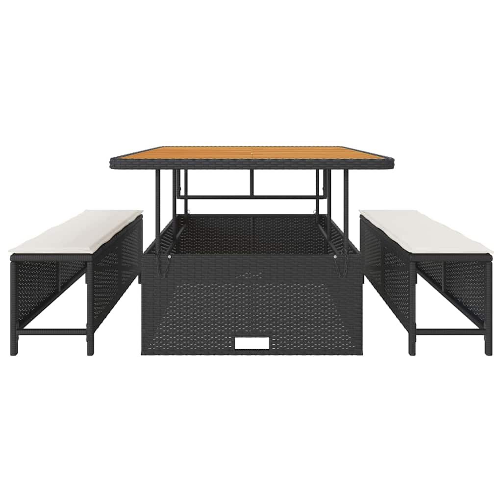 Garden Dining Set Black Poly rattan